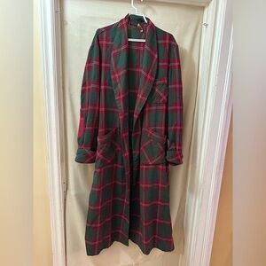 Vintage Viyella Men’s Tartan Robe 1950s Plaid Dressing Gown Elbow Patches